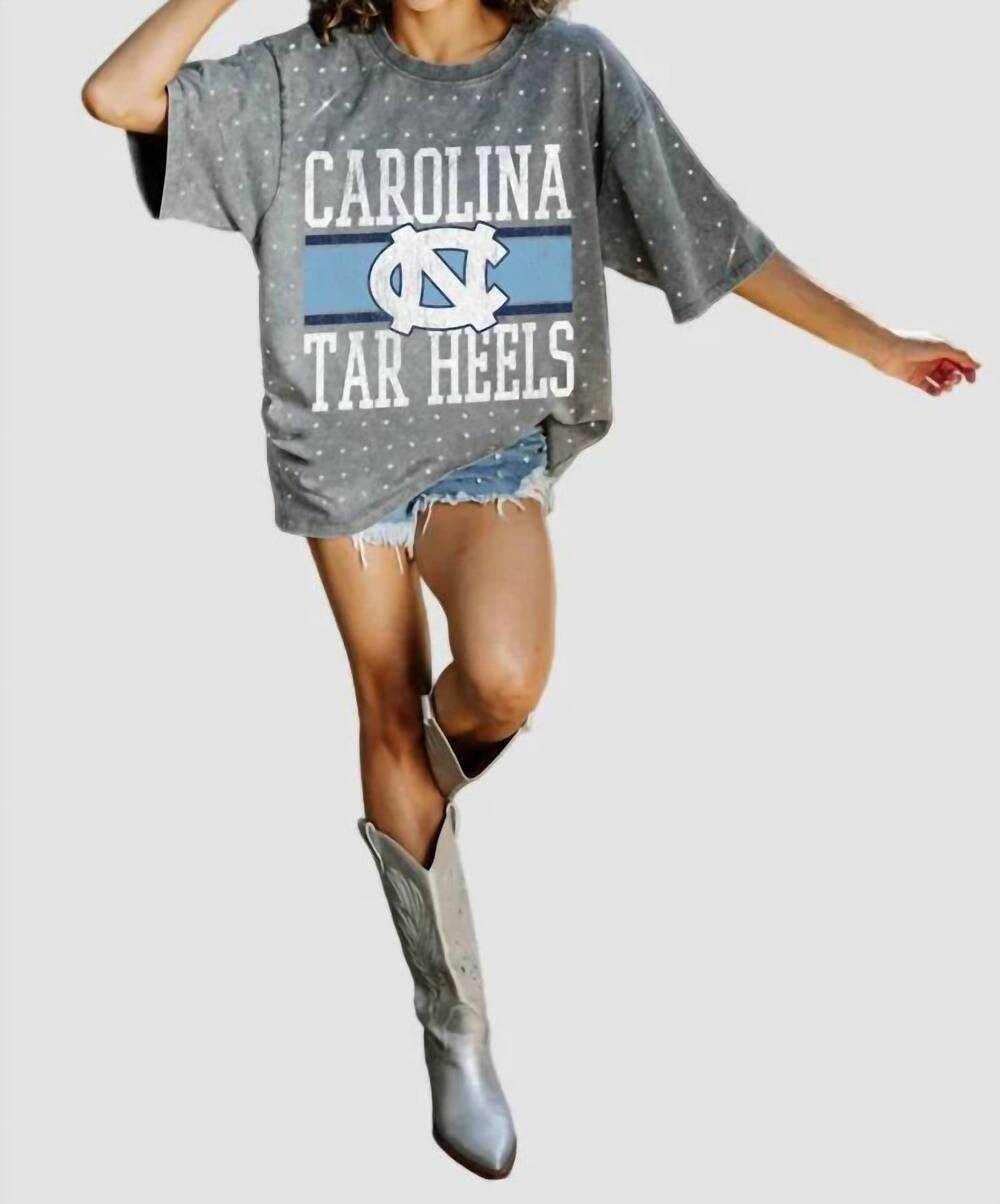 NEW GAMEDAY COUTURE university of north carolina rhinestone tee in grey